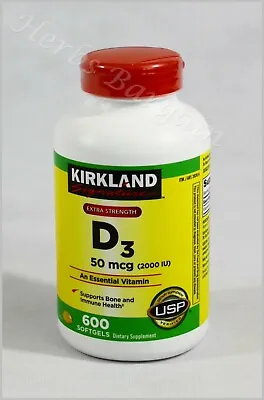 Kirkland Signature Extra Strength D3 50 Mcg (2000iu) 600 Softgels Exp. 05/2026 • $15.93