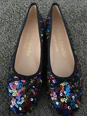 $95 • Buy Kate Spade Honey Sequin Flats Shoes Size 7 NIB