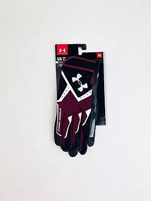 Under Armour Clean-Up VI Goatskin Batting Gloves Sz Med Maroon Black 1267426 • $14.40