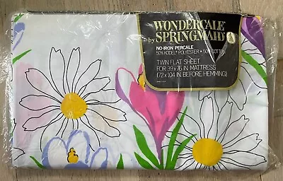 Vtg. WONDERCALE  By Springmaid Spring Fever No-Iron Percale Twin Flat Sheet • $15.99