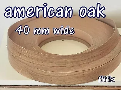 40 Mm Wide  Melamine Pre Glued Iron On Edging Tape/Edge Banding American Oak • £5.99