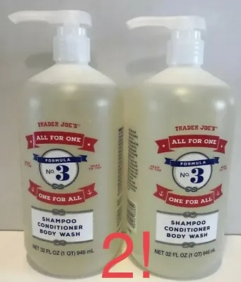 $35 • Buy 2 PACK Trader Joes Formula NO. 3 All For One Shampoo-Conditioner-Body Wash