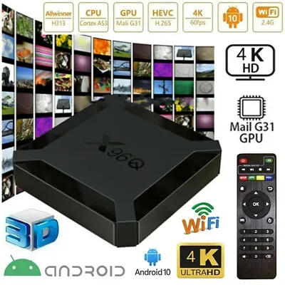 X96Q H313 2+16GB TV BOX Android 10.0 Quad Core 4K 2.4G WIFI HDMI Media Player • $28.99