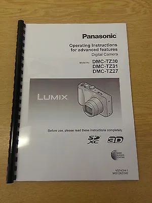 Panasonic Lumix Tz30 Tz31 Tz27 User Manual Instructions Printed 197 Pages A5 • £13.99