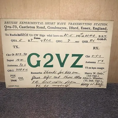 £14.08 • Buy VINTAGE HAM RADIO -QSL CARD- 1934 ￼ Castleton Road, Goodmayes,Ilford, England