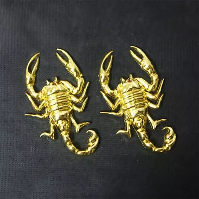 2x Left Golden Scorpion Chrome Metal Badge Decal Emblem Sticker SPORT 3D Vehicle • $14.98