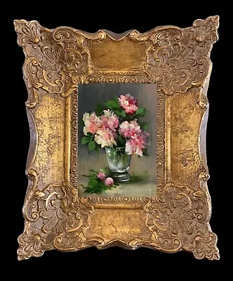 Original Oil Painting On Canvas Roses & Wooden Frame By Kayvon Esmaeilou • £120