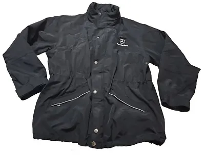 Genuine Mercedes Benz Coat Large Detachable Fleece Lined Black Emroidered • $54.99