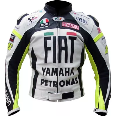 FIAT Racing Biker Motorcycle Leather Jacket MOTOGP Men Motorbike Leather Jackets • $161.78