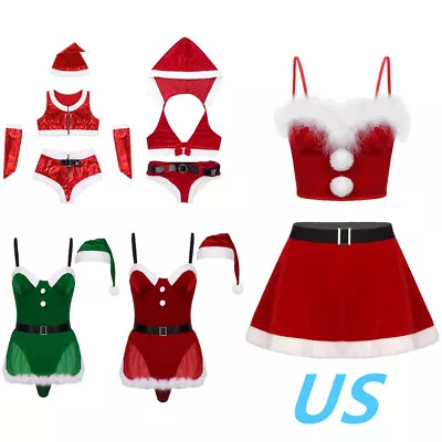 US Women's Christmas Mrs Santa Claus Costume Xmas Christmas Fancy Dress Outfit • $18.88