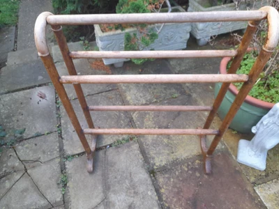£15 • Buy Vintage Wooden Free Standing Towel Rail Holder Dryer Bathroom Natural Rack 