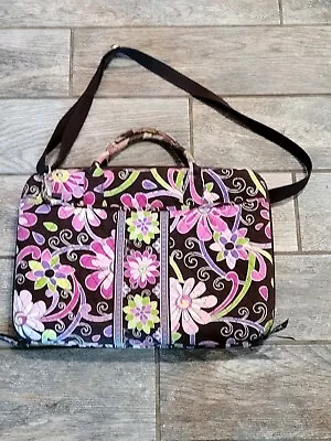 Vera Bradley “Purple Punch” Computer Hard Case Brown Pink Floral & Strap Laptop • $24.69