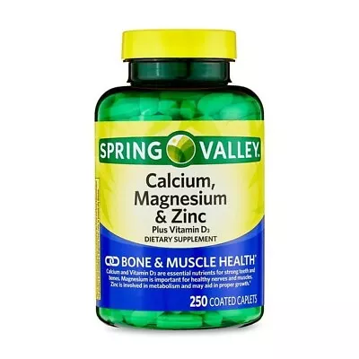 Spring Valley Calcium Magnesium & Zinc Plus Vitamin D3 Coated Caplets 250 Ct • $8.50