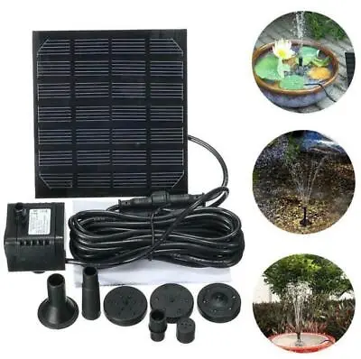 Solar Powered Pump Submersible Water Pump Fountain Small Pond Pool Garden Decor • £10.99