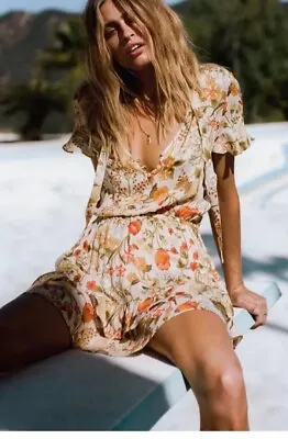 SPELL Sayulita Mystical Floral Ruffle Bohemian Play Dress Sunflower-S Yellow • $89.90