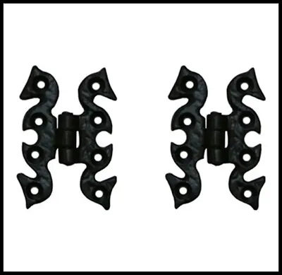Cast Iron Black Antique Butterfly Snake Cupboard Cabinet Door Hinges Pair • £3.05