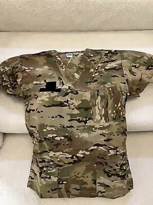 Shamron Mills Military OCP Multicam Scrub Top Shirt SS Size L Large • $24.95