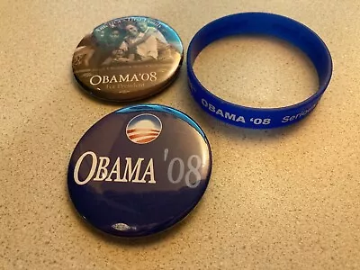 Obama 2008 RARE Silicon Wristband & Buttons Campaign President Rubber Bracelet • $20