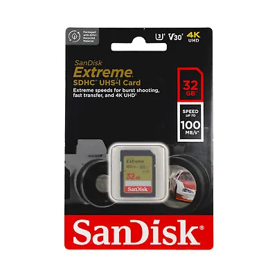 SanDisk 32GB Extreme Class10 V30 UHS-I U3 SD Card 100MBs Full SD HC Memory Card • $9.75