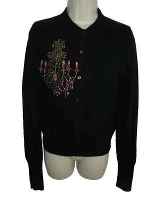 Cake 100% Cashmere Black Swinging From Chandelier Cardigan M May Fit Small S • $19.95