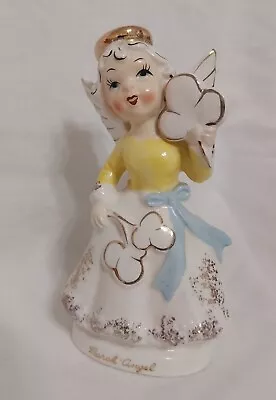 Vintage Ucagco Porcelain March Birthday Angel W/ Gold Trim Clovers Japan No Tag • $20