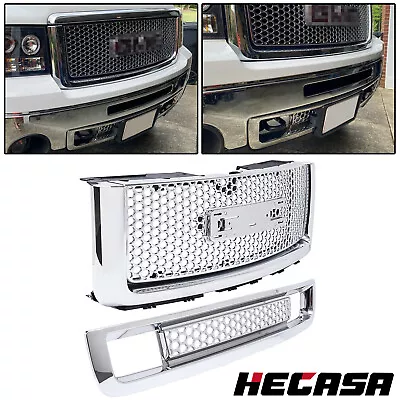 $139.92 • Buy Front Bumper Upper Grill + Lower Grille For 07-13 GMC Sierra 1500 New Body Style