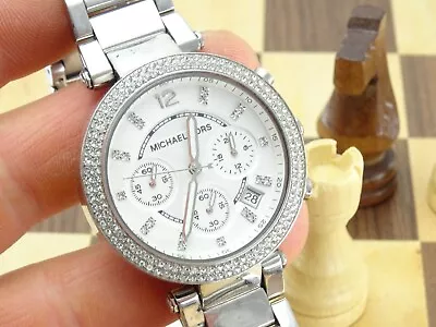 MICHAEL KORS Parker Ladies 38mm Designer Bracelet Chronograph Wristwatch MK-5353 • $18.94