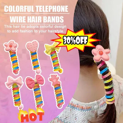 £4.38 • Buy Plastic Telephone Wire Line Elastic Bands Hair Ties Scrunchy Color Rubber Band