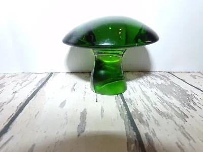 Vintage Green Viking Glass Mushroom Paperweight  2 5/8  X 3  • $99