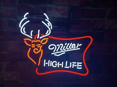 New Miller High Life Deer Neon Light Sign 17 X13  Lamp Real Glass Bar Beer Decor • $122.49