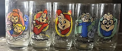 Alvin & The Chipmunks & Chipettes 1985 Hardees 5 Drinking Glasses Vintage Set • $25