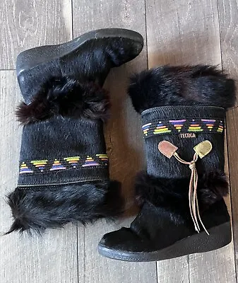Vintage Tecnica Black Goatskin Scandia Apres Ski Boots • $175