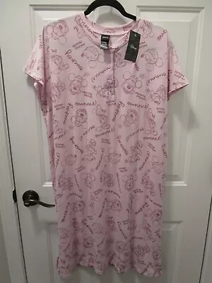 Disney Pink Mickey &  Minnie Mouse Sketch S/s Nightgown/ Sleep Shirt  Size Large • $23.96