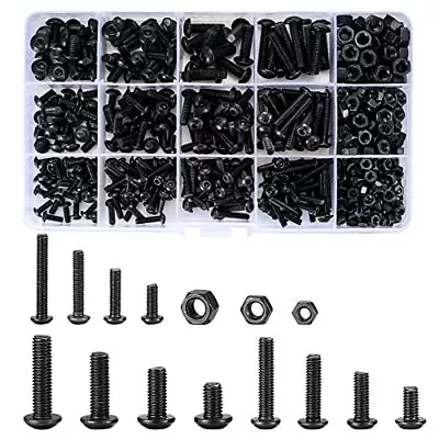 £11.75 • Buy 500 Pcs Nuts Bolts Assorted Set Hex Socket Head Cap Screws Machine Kit Black