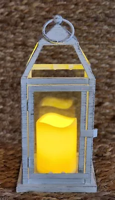 12  Distressed Antique White / Ivory Led Lantern Candle Holder Wedding Lantern • $17.99