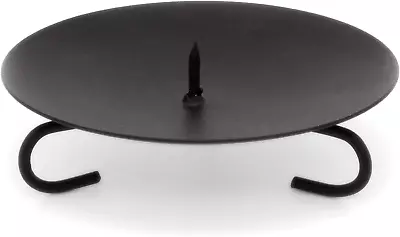 Traditional Black Metal Candle Holder Candle Plate | Pillar Candle Dish Candlest • £7.92