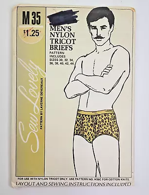 70s Sew Lovely Pattern M35 Men’s Nylon Tricot Briefs Underwear Sz 30-44 UNCUT • $18.99