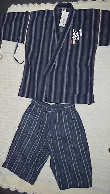 Japanese Mens Kimono Short Sleeve Short Sleepwear Pajamas Sets Loungewear Size M • $39.99