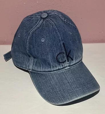 Vintage Calvin Klein Jeans Blue Denim Button Snapback Hat CK Logo • $21.99