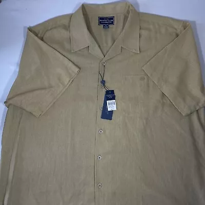 NEW Sahara Club Mens Size 4XL Linen Button Up Shirt Short Sleeve Beach Aloha • $22.99