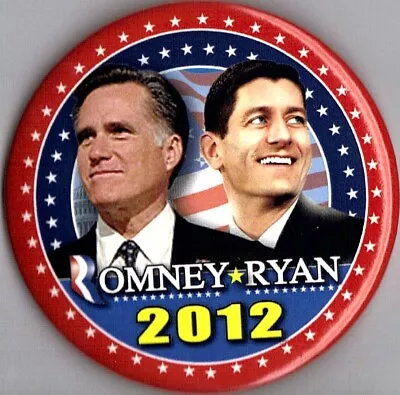 2012 Mitt Romney & Paul Ryan 3 (Large) / Presidential Campaign Button(Pin09L) • $3.50