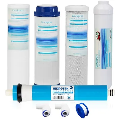 Geekpure 5-Stage Reverse Osmosis Replacement Water Filter Set W/ 75 GPD Membrane • $31.49