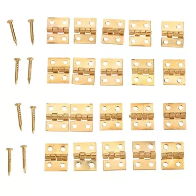 20 X Mini Brass Plated Hinges & 80 Nails Jewelry Cigar Box Hardware Decoration • $3.94