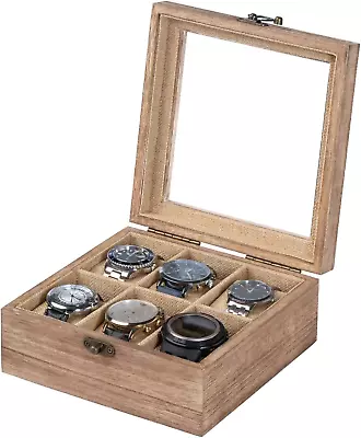 Watch Box Watch Case For Men Women With Large Glass Lid Wooden Watch Display S • $49.35