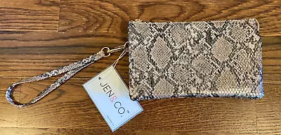 Jen & Co. Crossbody Wristlet  Purse Bag Faux Metallic Snakeskin Vegan NWT • $17.99