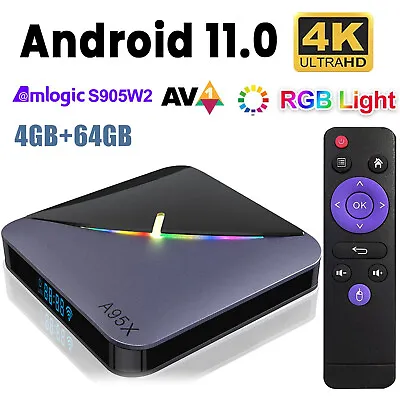 A95X 4K Android 11.0 Smart TV BOX S905W2 Quad Core WiFi Media Player 4/64GB Z3D1 • $35.58