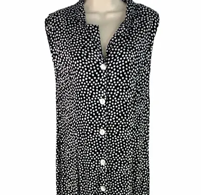 Vintage 90s Polka Dot Button Front Maxi Dress Black Cut Out Back Womens Size M • $43.88