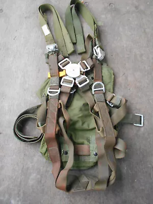 Military Quick Release Parachute Harness/Risers/links/Pk Tray/D-bag/etc. • $225
