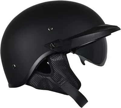 Motorcycle Helmet Vintage Open Face Helmet With Drop-Down Sunshield (M) • $39.99