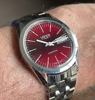 Lanco Electronic Watch ETA 9158 Vintage 1970s Stunning Red Dial • £20